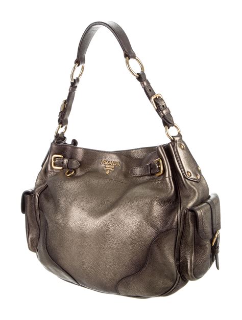 Prada Vitello Daino Side Pocket Hobo 